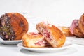 Set of various Round Croissants, Trendy baked Sweet Pastry