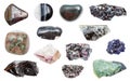 Set of various samples of natural rocks isolated Royalty Free Stock Photo