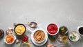 Set of various sauces in bowls Royalty Free Stock Photo