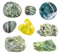 Set of various serpentine and serpentinite stones Royalty Free Stock Photo