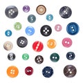 Set of Various Sewing Colourful Plastic Buttons, Isolated on White Royalty Free Stock Photo