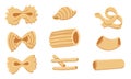 A set with various shapes of pasta. A collection of vector illustrations, suitable for the visual design of Italian Royalty Free Stock Photo