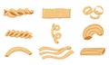 Set with various shapes of pasta. A collection of vector illustrations, suitable for the visual design of Italian Royalty Free Stock Photo