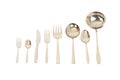 Set of various silver flatware isolated on a white background Royalty Free Stock Photo