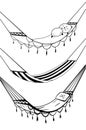 Set of various sketch hammocks. Rest and healthy sleep. Vector ink contour object