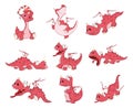 Set of Cartoon Illustration Dragons for you Design