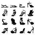 Set of various stylish models of women footwear