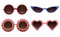 Set of various summer sunglasses.