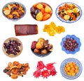 Set of various sweet dried fruits isolated Royalty Free Stock Photo