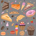 Set of various sweets. Vector Royalty Free Stock Photo