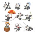 Set of Cartoon Illustration. A Cute Panda Bear for you Design Royalty Free Stock Photo