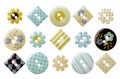 Set of various trendy sewing buttons