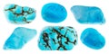 Polished blue howlite turquenite stone on white Royalty Free Stock Photo