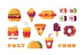 Set of various type of fast food