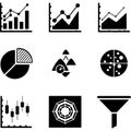 Set of various types of charts and graphs for data visualization and analysis in business and finance Royalty Free Stock Photo