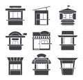 Collection of vector icons of kiosk isolated on white background