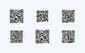 Set of various types of qr code. Collection qr code on white background. Sample various qr code for scan. Vector