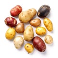 Set of various types of raw organic potatoes on white background Generative AI Illustration