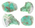 Set of various variscite stones cutout on white Royalty Free Stock Photo