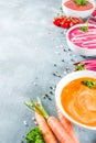 Set of various vegetable cream soups Royalty Free Stock Photo