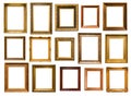 Set of various vertical old wooden picture frames Royalty Free Stock Photo