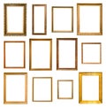 Set of various vertical wooden picture frames Royalty Free Stock Photo