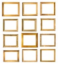 Set of various vintage wooden piainting frames Royalty Free Stock Photo