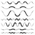 Set of various wavy, curved dashed line, stripe elements