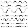 Set of various wavy, curved dashed line, stripe elements