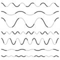 Set of various wavy, curved dashed line, stripe elements