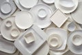 Set of various white ceramic dishware Royalty Free Stock Photo