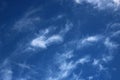 Set of various white wispy clouds in blue sky Royalty Free Stock Photo