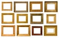 Set of various wide vintage wooden picture frames Royalty Free Stock Photo