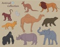 Set of Various Wild Animals Vector Illustration