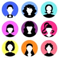 Set of various women heads, icons, avatars