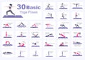 Set Of Various Yoga Poses and Fitness Exercises With Relax, Meditate, Healthy Lifestyle, Balance Training. Illustration Royalty Free Stock Photo