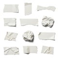 Collection of torn and crumpled paper pieces on white background Royalty Free Stock Photo