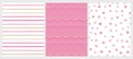 Set of 3 Varius Abstract Vector Patterns. White, Beige and Pink Design.
