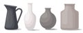 Set of vases of different shapes and colors.