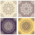 Set of vector abstract backgrounds with mandala elements. Royalty Free Stock Photo