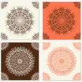 Set of vector abstract backgrounds with mandala elements. Decorative seamless Royalty Free Stock Photo