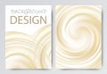 Set of vector abstract backgrounds. Swirling cream beige circular movements.