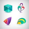 Set of vector abstract colorful icons, logos Royalty Free Stock Photo