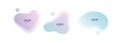 Set of vector abstract fluid shape banner. Trendy style pastel color dynamic blur shapes isolated on black background. Blue, pink Royalty Free Stock Photo