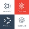 Set of vector abstract geometric logo. Celtic, arabic style. Sacred geometry icon. Identity design