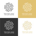 Set of vector abstract geometric logo. Celtic, arabic style. Sacred geometry icon. Identity design. Royalty Free Stock Photo