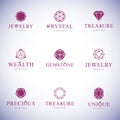 Set of vector abstract geometric shapes best for use as luxury logo. Brilliant jewelry sign Royalty Free Stock Photo