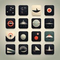 Set of vector abstract icons for web and mobile applications in flat design Royalty Free Stock Photo