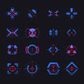 Set of vector aim of sniper weapon, shooting marks, game target. Futuristic hud elemets for crosshair, radar location