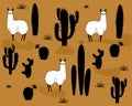 Set of vector alpaca and cactus elements. Royalty Free Stock Photo